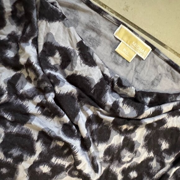 Michael Kors Animal Print Ruched Side Top Women’s Size PL - Picture 4 of 5